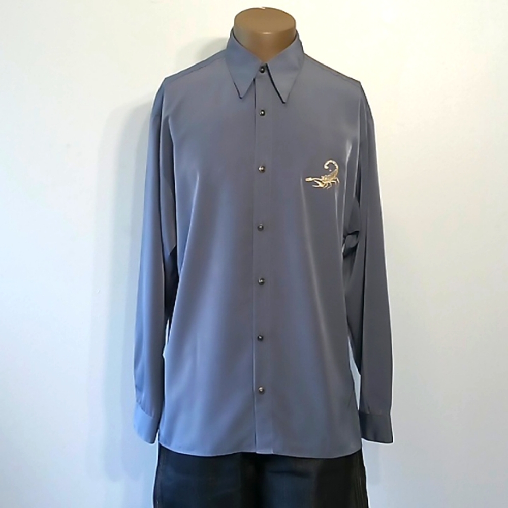 Scorpion & Micro 1pc China Blue Long sleeves shirt by Daniali USA